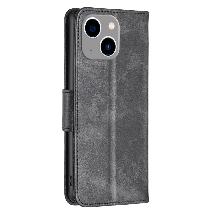 For iPhone 15 Plus Lambskin Texture Pure Color Flip Leather Phone Case(Black) - iPhone 15 Plus Cases by buy2fix | Online Shopping UK | buy2fix