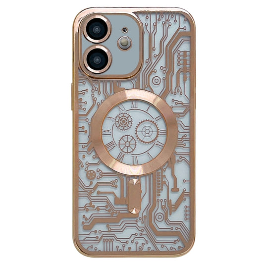 For iPhone 12 Electroplated Circuit Board Pattern MagSafe Phone Case(Gold) - iPhone 12 / 12 Pro Cases by buy2fix | Online Shopping UK | buy2fix