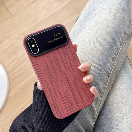 For iPhone XS Max Wood Grain TPU Phone Case with Lens Film(Red) - More iPhone Cases by buy2fix | Online Shopping UK | buy2fix