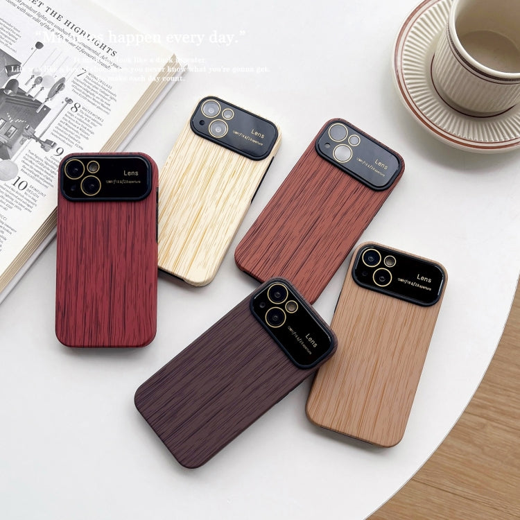 For iPhone 14 Plus Wood Grain TPU Phone Case with Lens Film(Red) - iPhone 14 Plus Cases by buy2fix | Online Shopping UK | buy2fix
