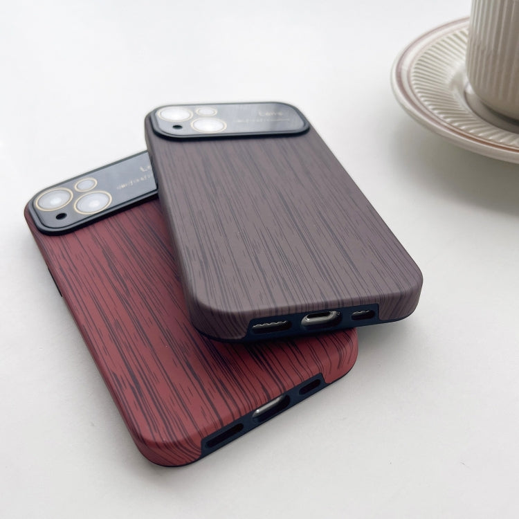 For iPhone 14 Pro Wood Grain TPU Phone Case with Lens Film(Grey) - iPhone 14 Pro Cases by buy2fix | Online Shopping UK | buy2fix