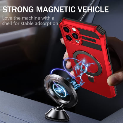 For iPhone 12 Pro MagSafe Magnetic Holder Phone Case(Red) - iPhone 12 / 12 Pro Cases by buy2fix | Online Shopping UK | buy2fix