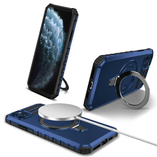 For iPhone 11 Pro Max MagSafe Magnetic Holder Phone Case(Blue) - iPhone 11 Pro Max Cases by buy2fix | Online Shopping UK | buy2fix