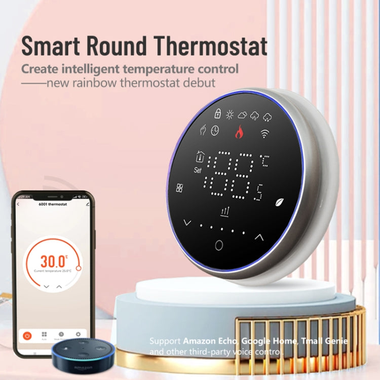 BHT-6001GCLW 95-240V AC 5A Smart Round Thermostat Boiler Heating LED Thermostat With WiFi(White) - Thermostat & Thermometer by buy2fix | Online Shopping UK | buy2fix