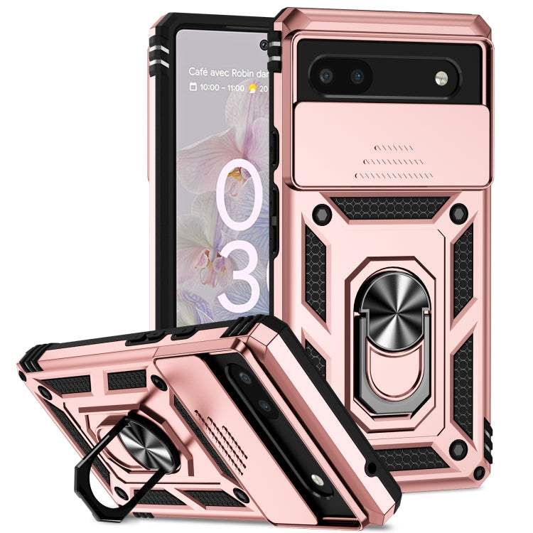 For Google Pixel 6a Sliding Camshield Holder Phone Case(Rose Gold) - Google Cases by buy2fix | Online Shopping UK | buy2fix