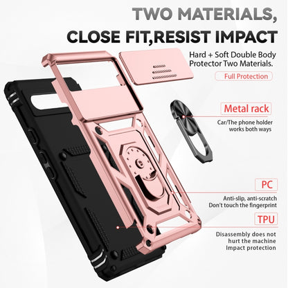 For Google Pixel 6a Sliding Camshield Holder Phone Case(Rose Gold) - Google Cases by buy2fix | Online Shopping UK | buy2fix