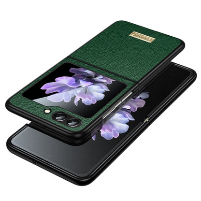 For Samsung Galaxy Z Flip5 SULADA Shockproof TPU + Litchi Texture Leather Phone Case(Green) - Galaxy Z Flip5 Cases by SULADA | Online Shopping UK | buy2fix