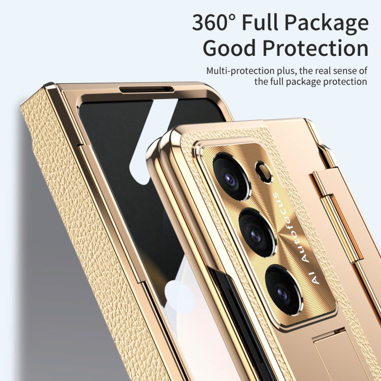 For Samsung Galaxy Z Fold5 5G Integrated Full Coverage Pen Slot Folding Phone Case with Stylus(Gold+Gold) - Galaxy Z Fold5 Cases by buy2fix | Online Shopping UK | buy2fix