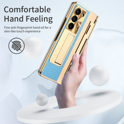 For Samsung Galaxy Z Fold5 5G Integrated Full Coverage Pen Slot Folding Phone Case with Stylus(Gold+Blue) - Galaxy Z Fold5 Cases by buy2fix | Online Shopping UK | buy2fix