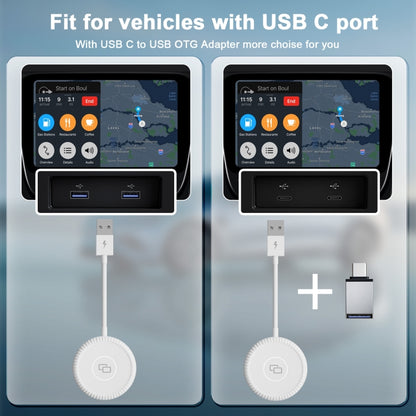 USB-C / Type-C + USB Carplay to Car Mirror Adapter for iPhone(White) - Bluetooth Adapters by buy2fix | Online Shopping UK | buy2fix