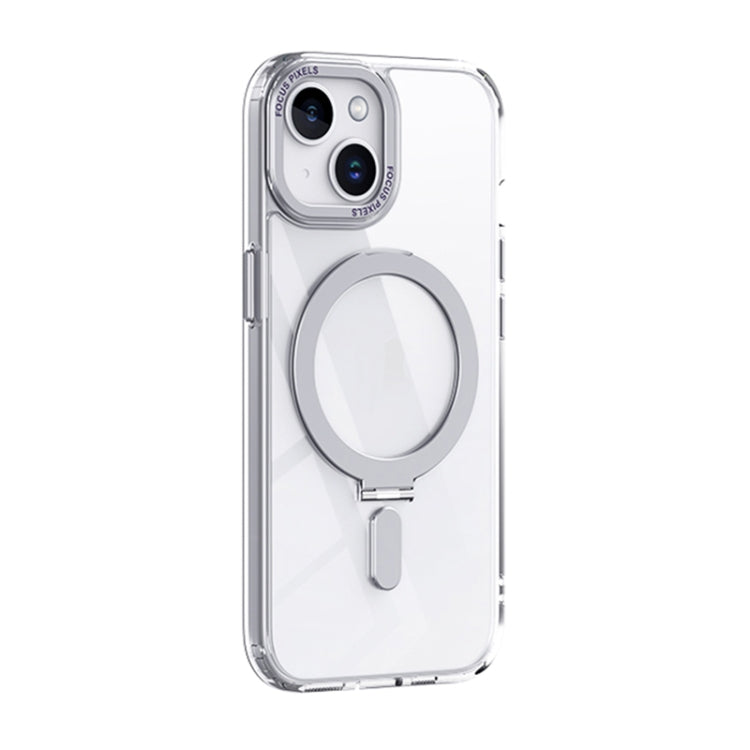 For iPhone 15 Plus Skin Feel MagSafe Shockproof Phone Case with Holder(White) - iPhone 15 Plus Cases by buy2fix | Online Shopping UK | buy2fix