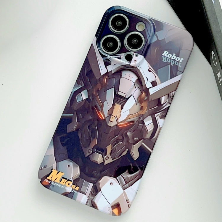 For iPhone 14 Pro Max Painted Pattern Precise Hole PC Phone Case(Grey Robot) - iPhone 14 Pro Max Cases by buy2fix | Online Shopping UK | buy2fix