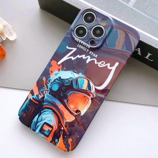 For iPhone 12 Pro Painted Pattern Precise Hole PC Phone Case(Orange Paint Astronaut) - iPhone 12 / 12 Pro Cases by buy2fix | Online Shopping UK | buy2fix