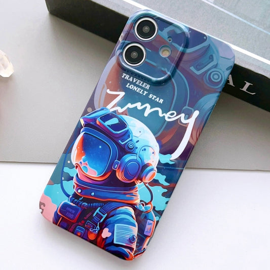 For iPhone 11 Painted Pattern Precise Hole PC Phone Case(Blue Paint Astronaut) - iPhone 11 Cases by buy2fix | Online Shopping UK | buy2fix