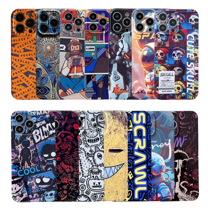 For iPhone 14 Painted Pattern Precise Hole PC Phone Case(Orange White Astronaut) - iPhone 14 Cases by buy2fix | Online Shopping UK | buy2fix