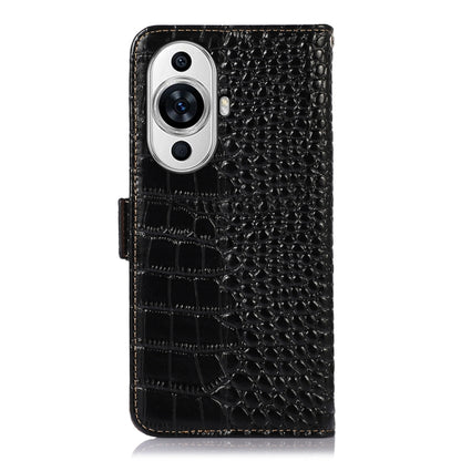 For Huawei Nova 11 Crocodile Top Layer Cowhide Leather Phone Case(Black) - Huawei Cases by buy2fix | Online Shopping UK | buy2fix