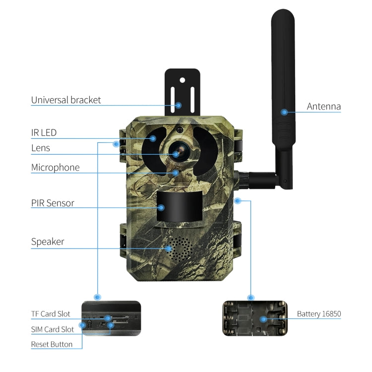 ESCAM QF380 4MP Network Solar PIR Alert Smart Wildlife Hunting Camera, 4G:AU Version(Camouflage) - Hunting Cameras by ESCAM | Online Shopping UK | buy2fix