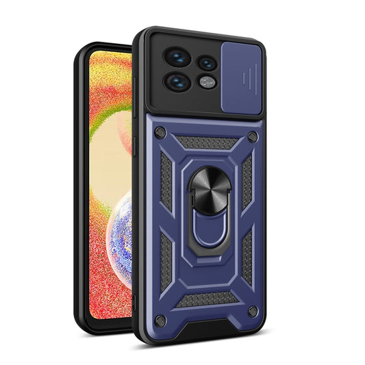 For Motorola Edge 40 Pro Sliding Camera Cover Design TPU Hybrid PC Phone Case(Blue) - Motorola Cases by buy2fix | Online Shopping UK | buy2fix