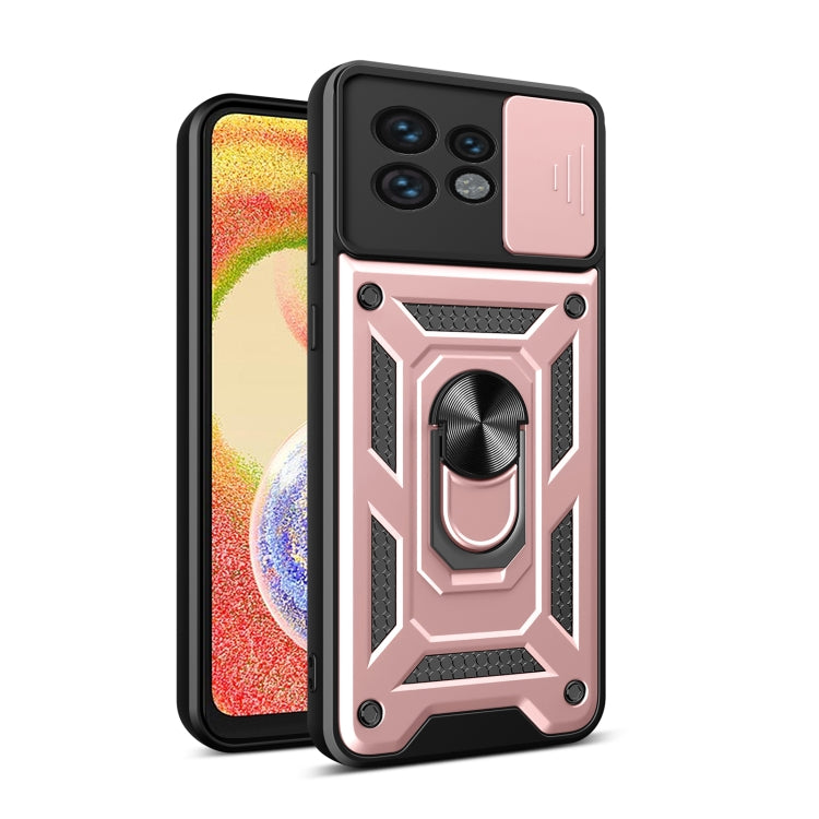 For Motorola Edge 40 Pro Sliding Camera Cover Design TPU Hybrid PC Phone Case(Rose Gold) - Motorola Cases by buy2fix | Online Shopping UK | buy2fix