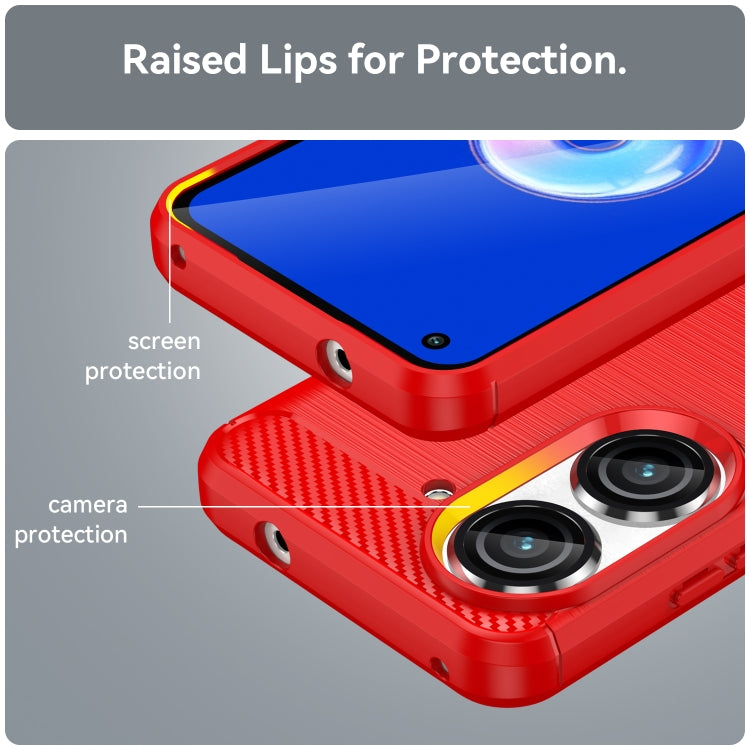 For Asus Zenfone 10 Brushed Texture Carbon Fiber TPU Case(Red) - ASUS Cases by buy2fix | Online Shopping UK | buy2fix