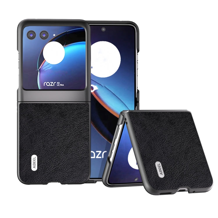 For Motorola Razr 40 Ultra ABEEL Dual Color Lichi Texture PU Phone Case(Black) - Motorola Cases by buy2fix | Online Shopping UK | buy2fix