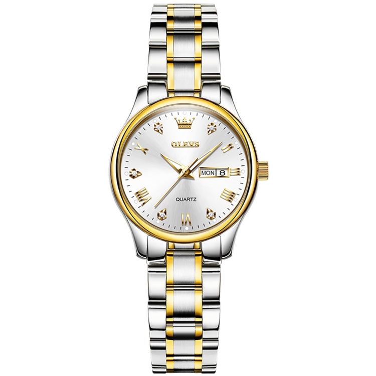 OLEVS 5563 Women Luminous Waterproof Quartz Watch(White + Gold) - Metal Strap Watches by OLEVS | Online Shopping UK | buy2fix