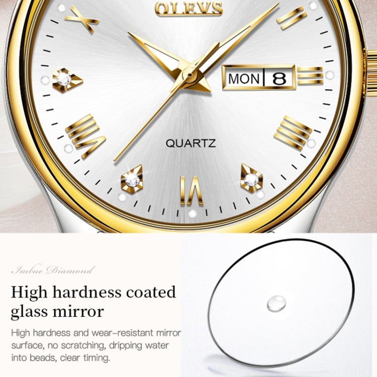 OLEVS 5563 Women Luminous Waterproof Quartz Watch(White + Gold) - Metal Strap Watches by OLEVS | Online Shopping UK | buy2fix