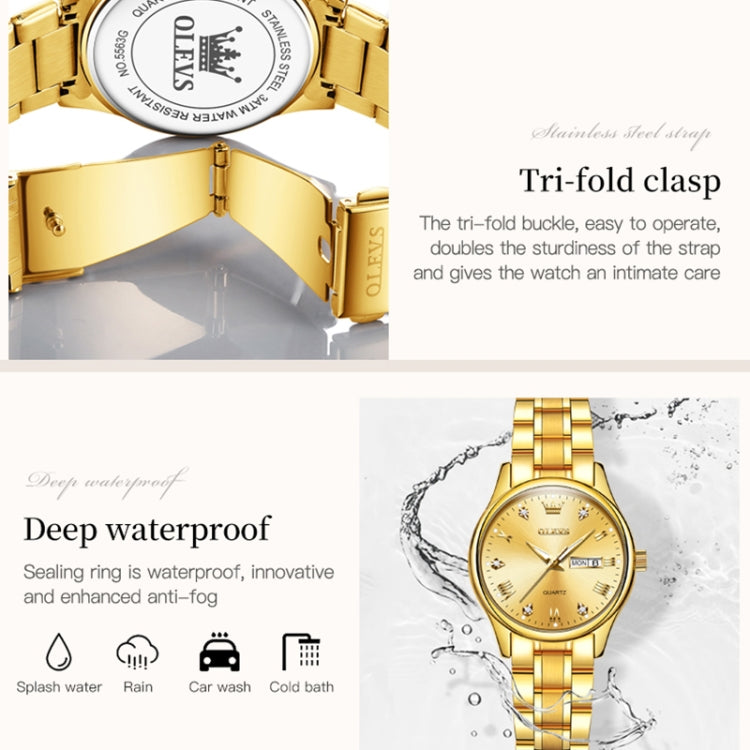 OLEVS 5563 Women Luminous Waterproof Quartz Watch(Gold) - Metal Strap Watches by OLEVS | Online Shopping UK | buy2fix