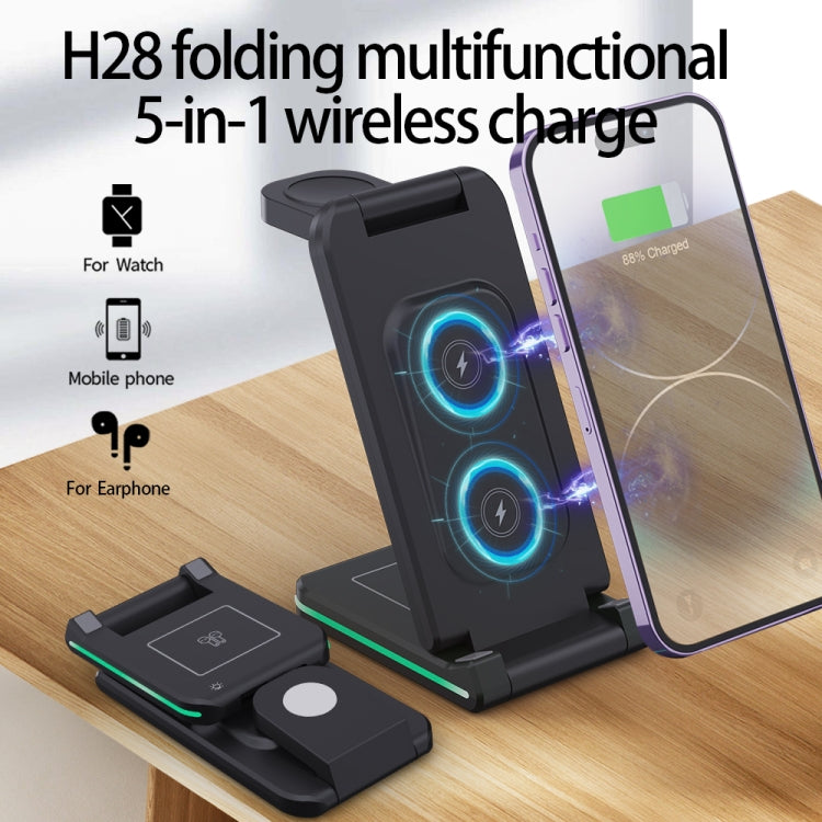 H28 15W 5 in 1 Folding Multifunctional Wireless Charger(Black) - Wireless Charger by buy2fix | Online Shopping UK | buy2fix