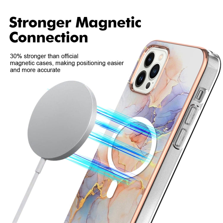For iPhone 14 Pro Marble Pattern Dual-side IMD Magsafe TPU Phone Case(White Marble) - iPhone 14 Pro Cases by buy2fix | Online Shopping UK | buy2fix