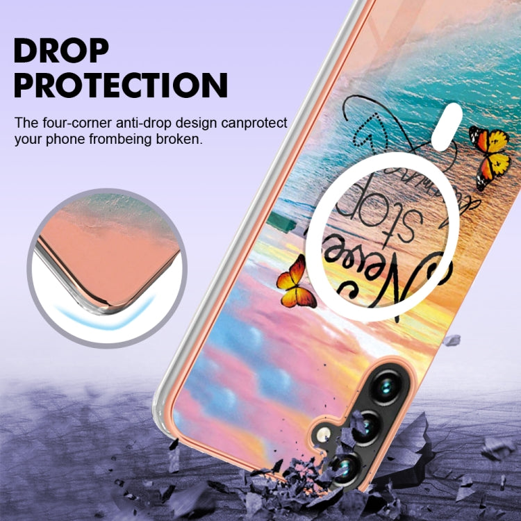 For Samsung Galaxy A34 5G Marble Pattern Dual-side IMD Magsafe TPU Phone Case(Dream Butterfly) - Galaxy Phone Cases by buy2fix | Online Shopping UK | buy2fix