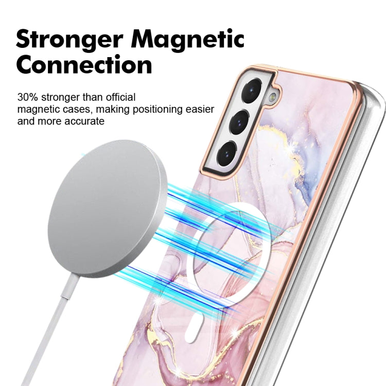 For Samsung Galaxy S21 FE 5G Marble Pattern Dual-side IMD Magsafe TPU Phone Case(Rose Gold 005) - Galaxy Phone Cases by buy2fix | Online Shopping UK | buy2fix