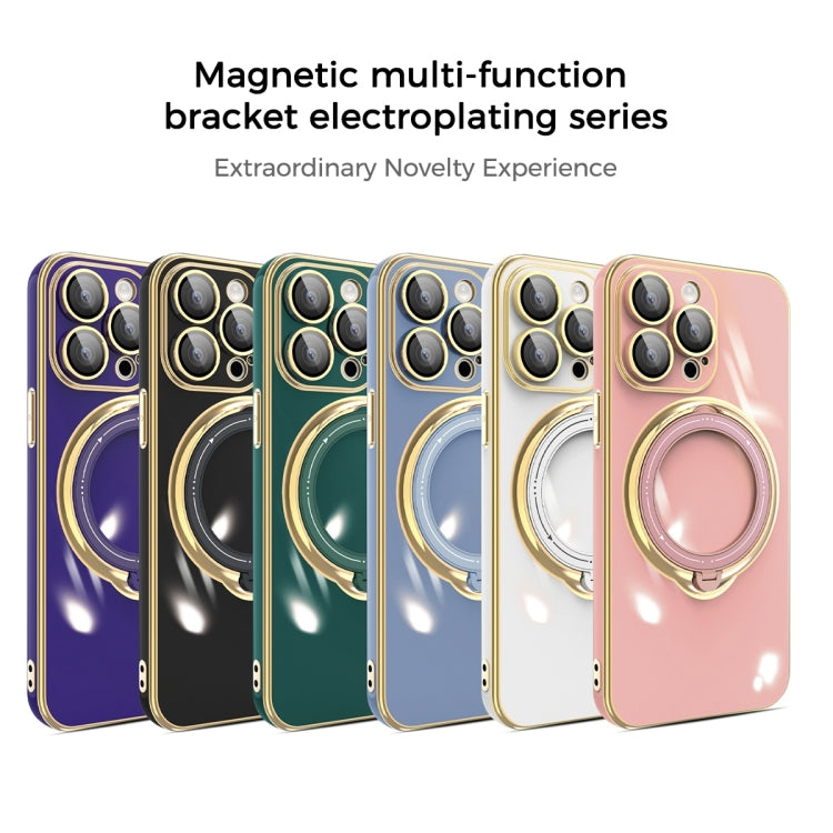 For iPhone 11 Pro Multifunction Electroplating MagSafe Holder Phone Case(Pink) - iPhone 11 Pro Cases by buy2fix | Online Shopping UK | buy2fix