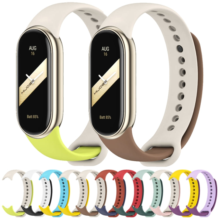 For Xiaomi Mi Band 8 Mijobs Dual Color Silicone Watch Band(Purple+Yellow) - Watch Bands by MIJOBS | Online Shopping UK | buy2fix