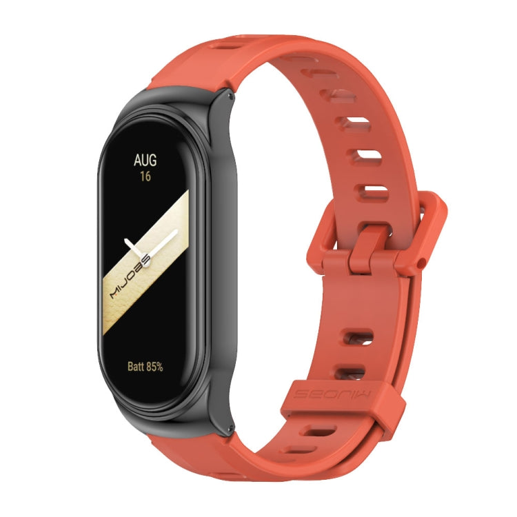 For Xiaomi Mi Band 8 Mijobs CS Case Flat Hole Silicone Watch Band(Orange Black) - Watch Bands by MIJOBS | Online Shopping UK | buy2fix