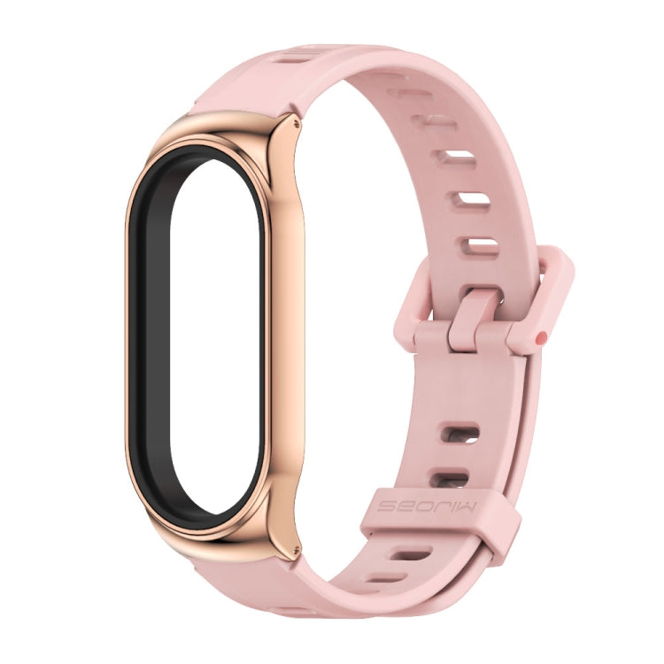 For Xiaomi Mi Band 8 Mijobs CS Case Flat Hole Silicone Watch Band(Pink Rose Gold) - Watch Bands by MIJOBS | Online Shopping UK | buy2fix