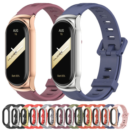 For Xiaomi Mi Band 8 Mijobs CS Case Flat Hole Silicone Watch Band(Orange Black) - Watch Bands by MIJOBS | Online Shopping UK | buy2fix