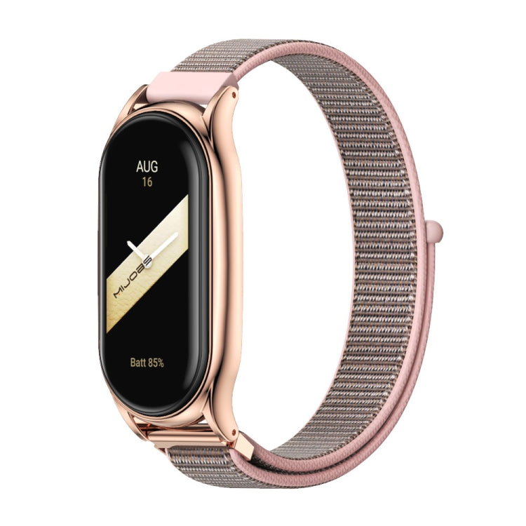 For Xiaomi Mi Band 8 Mijobs Plus Case Breathable Nylon Loop Watch Band(Pink Rose Gold) - Watch Bands by MIJOBS | Online Shopping UK | buy2fix