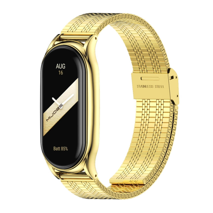 For Xiaomi Mi Band 8 Mijobs Plus Case Metal Watch Band(Gold) - Watch Bands by MIJOBS | Online Shopping UK | buy2fix