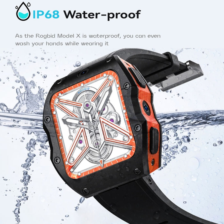 Model X 1.99 inch IP68 Waterproof Android 9.0 4G Dual Cameras Ceramics Smart Watch, Specification:4GB+128GB(Black Orange) - Android Watch by buy2fix | Online Shopping UK | buy2fix