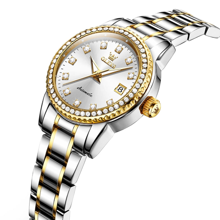 OLEVS 7003 Women Multifunctional Waterproof Mechanical Watch(Gold + White) - Metal Strap Watches by OLEVS | Online Shopping UK | buy2fix