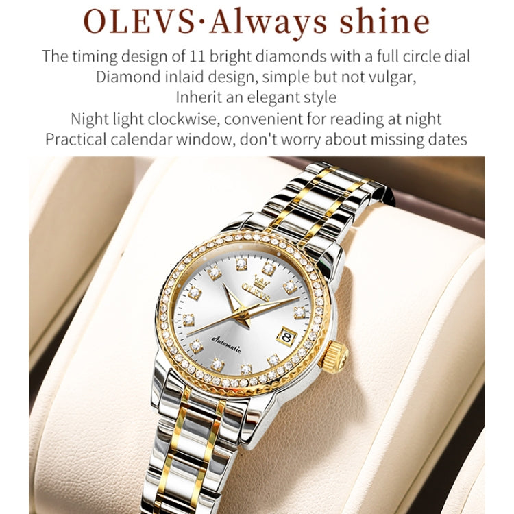 OLEVS 7003 Women Multifunctional Waterproof Mechanical Watch(Gold + White) - Metal Strap Watches by OLEVS | Online Shopping UK | buy2fix