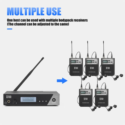 XTUGA  IEM1100 Professional Wireless In Ear Monitor System 4 BodyPacks(EU Plug) - Microphone by XTUGA | Online Shopping UK | buy2fix