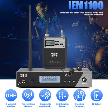 XTUGA  IEM1100 Professional Wireless In Ear Monitor System 4 BodyPacks(EU Plug) - Microphone by XTUGA | Online Shopping UK | buy2fix