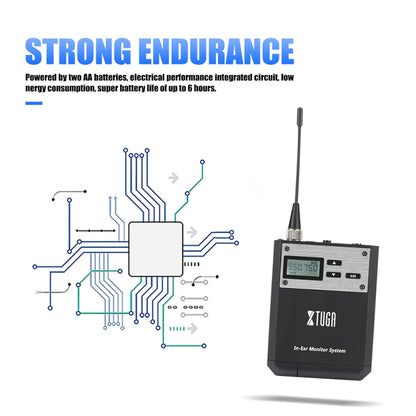 XTUGA  IEM1100 Professional Wireless In Ear Monitor System 4 BodyPacks(EU Plug) - Microphone by XTUGA | Online Shopping UK | buy2fix