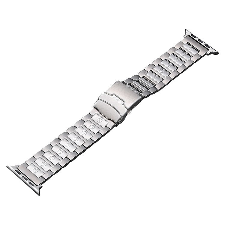 For Apple Watch 38mm Safety Buckle Titanium Steel Watch Band(Silver) - Watch Bands by buy2fix | Online Shopping UK | buy2fix