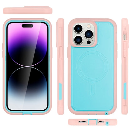 For iPhone 15 Pro Max Defender Series XT MagSafe Magnetic PC + TPU Shockproof Phone Case(Turquoise+Pink) - iPhone 15 Pro Max Cases by buy2fix | Online Shopping UK | buy2fix