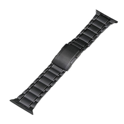 For Apple Watch 42mm Five Beads Turtle Buckle Titanium Steel Watch Band(Black) - Watch Bands by buy2fix | Online Shopping UK | buy2fix