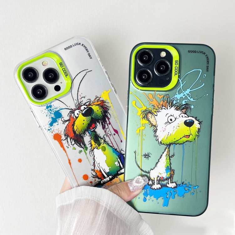 For iPhone 15 Pro Max Double Layer Color Silver Series Animal Oil Painting Phone Case(Angry Cat) - iPhone 15 Pro Max Cases by buy2fix | Online Shopping UK | buy2fix