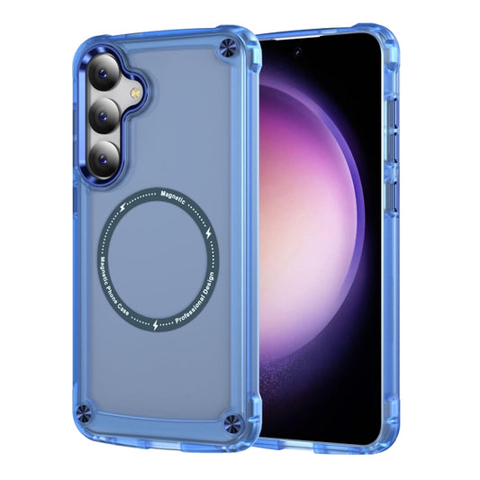 For Samsung Galaxy S24 5G Skin Feel TPU + PC MagSafe Magnetic Phone Case(Transparent Blue) - Galaxy S24 5G Cases by buy2fix | Online Shopping UK | buy2fix